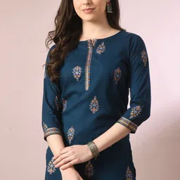 way safe Party Roll Up Sleeves Printed Women Blue Top image 1