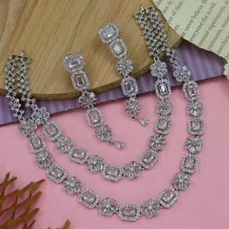 Brass Rhodium White, Silver Jewel Set-image-13