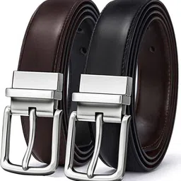 darkleatheris Men Casual, Evening, Formal, Party Black Artificial Leather Reversible Belt image 2