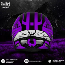 steelbird SBA-20 Strange ISI Certified Flip-Up Graphic Helmet for Men and Women Motorbike Helmet image 5
