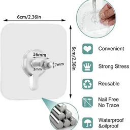 jilatho Stainless Steel Adhesive Hooks (Pack of 10) Hook 10 image 4