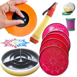 artonezt Magic Rangoli Stamp + 5 Stencils + 2 Fillers +1 Rangoli Pen Rangoli Stencil image 1