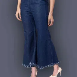 bhatla enterprise Women Flared Mid Rise Light Blue Jeans-picture-11