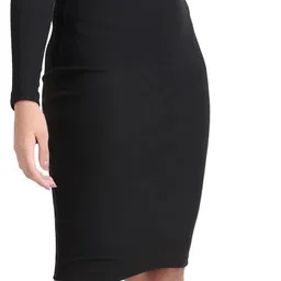 design plus fashion Women Bodycon Black Midi/Calf Length Dress image 2