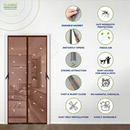 classic mosquito net Polyester Adults Washable Feather Style Self-Closing Magnetic Door Mosquito Net image 4