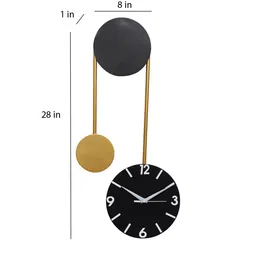 amaya decors Black & Gold U Shape Wall Clock image 4