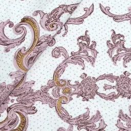 florida Microfiber Damask Double Bedsheet with 2 Pillow Covers - Ivory, 228x245 CM image 5