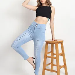 tyffyn Women Slim Mid Rise Light Blue Jeans image 4