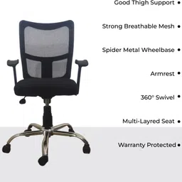 my cubicles Aligna Brio Mid Back Office Chair | Ergonomic Mesh Design Mesh Office Adjustable Arm Chair image 4