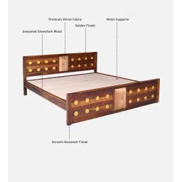 woodsworth from pepperfry Alhambra Sheesham Wood Queen Size Bed In Scratch Resistant Provincial Teak image 3