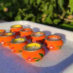 DIYASET10 Terracotta, Earthenware, Pottery (Pack of 8) Table Diya Set-image-5
