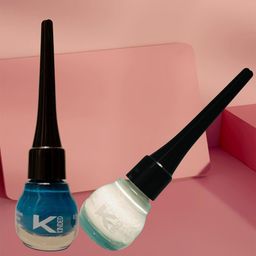KINDED Set of 2 Smudge-Proof & Water Resistant Matte Liquid Eye Liners 5 ml Each- Teal Green - White Pearl-picture-8