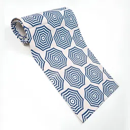 ratan cart TARAN LIVING Off White & Blue Geometric Printed Pure Cotton Table Runner image 2