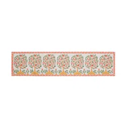 alina decor Lushomes White & Green Ethnic Motif Printed Table Runner image 2