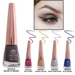 Looks United Set of 5 New Fashion Long Lasting Metallic Liquid Eyeliners - 5 ml each image 3