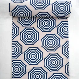 ratan cart TARAN LIVING Off White & Blue Geometric Printed Pure Cotton Table Runner image 4