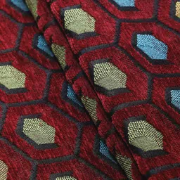 S9home by Seasons Maroon & Green Geometric 6 Seater Table Runner image 5