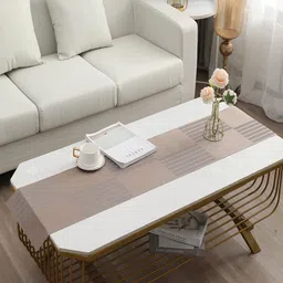 HOKIPO Brown Stripes Printed Rectangular Table Runner image 2