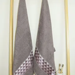 Aura Art Gallary Brown 2 Pieces Cotton 380 GSM Bath Towels-image-12
