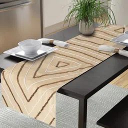 Alina decor Beige 6 Seater Embroidered Table Runner-picture-41