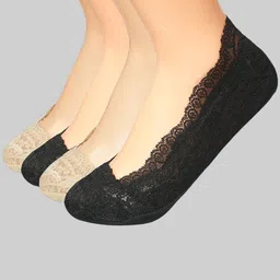 PLUMBURY Women Pack Of 4 Patterned Anti-Skid Shoe Liners-picture-26