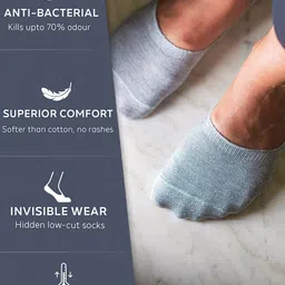 Heelium Men Solid Pack of 4 Odour Free Breathable Low Cut Bamboo No Show Socks image 3