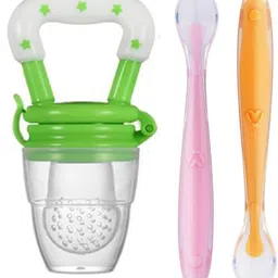 ravuk 2pcs Baby Feeding Spoons & Fruit Food Feeder (Combo Pack of 3)- Silicone-picture-12