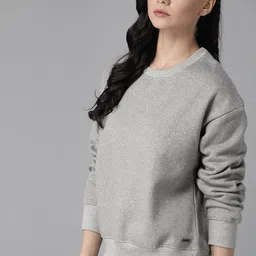 roadster Women Full Sleeve Solid Sweatshirt image 3
