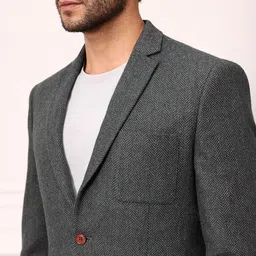 mr bowerbird Men Self Design Single Breasted Formal Blazer image 2