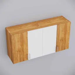 specialitypanels 4 Doors Modular Wall Mounted Kitchen Cabinet with Adjustable Shelf in Plateau Apple & Highland Pine Finish image 5