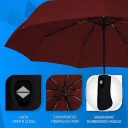 conquest Auto Open And 3 Fold Umbrella For Protection Against Rain Sun&UV Rays with cover Umbrella image 3