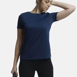 jockey MW71 Active Wear Women Solid Round Neck Polyester Blue T-Shirt-picture-17