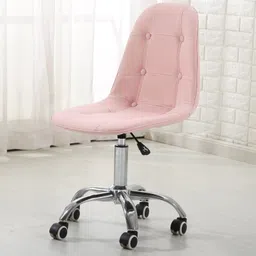 deal dhamaal Charles Jacobs Office Swivel Chair & Adjustable Height Button Light Pink Color Leatherette Office Conference Chair image 4