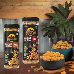 Eatopia Superfood Oat Bites - 3 Masala Crunch + 3 BBQ | Protein & Fibre enriched Diabetic friendly Zero Calorie Healthy Snacks | Whole Grain, No Maida, Not fried, Non GMO, Gluten Free Oats - Pack of 6 image 3