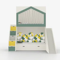 boingg! - a happy start WonderSlide Bunk Bed With Staircase, Drawer Storage and Slide In Green Colour image 5