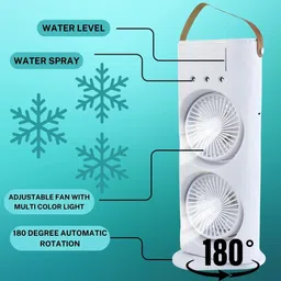 DIVINE DOUBLE ENDED PORTABLE MINI AIR COOLER WITH LED LIGHTS AND WATER SPRAY DIVINE786 USB Air Cooler image 5
