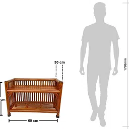 rainbow Wooden, Cane Book Shelf Utility, planter Shoe stand for Home Kitchen ,Office Engineered Wood Semi-Open Book Shelf image 4