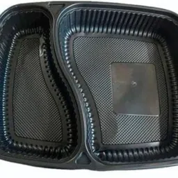 bhavya enterprise Set of 25 Black Meal Trays with Lid – 2 Compartments, Microwave Safe Dinner Plate-picture-19