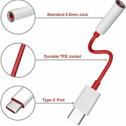 connetc Red Type-C to 3.5mm Audio Jack Adapter Cable | Compatible with all phones Phone Converter image 2