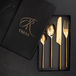 tresa Gold hammered Stainless Steel Cutlery Set-picture-28
