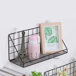 4tens Metal Wall Mounted Floating Shelves Self-Adhesive Home Decor Shelf Wall Decor Steel Wall Shelf image 5