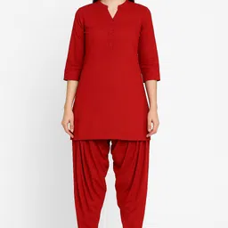 sundar Cotton Blend, Viscose Rayon Solid Patiala image 2