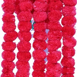 Red Marigold Fluffy Genda Phool Flower Home,Balcony,Office,Temple Decoration, Red Marigold Artificial Flower-image-44