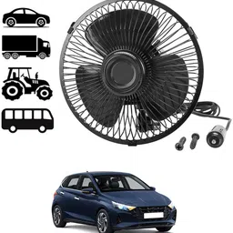 ccmm Black Compact Sleek Design 6inch/12V Car Interior High Airflow Fan-146 Car Interior Fan image 1