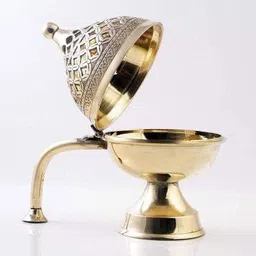 robin export company Pure Brass Dhoop Dani Loban with Brass Handle Incense Holder Burner 14 Cm Dhoop image 1