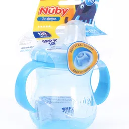 nuby Grip N' Sip Trainer Spout Cup for your Child (Blue) with 300ml image 2