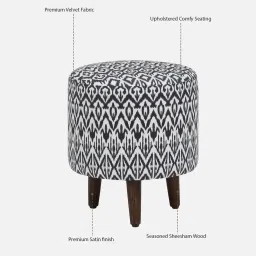 casacraft from pepperfry Mozart Fabric Seating Stool In Provincial Teak Finish image 4
