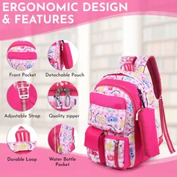 baby girl Medium Backpack Polyester 30 L DESIGNER FLOWER PRINT School Backpack for Girls Waterproof Backpack image 5
