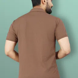 vebnor Men Solid Polo Neck Polyester Brown T-Shirt image 2