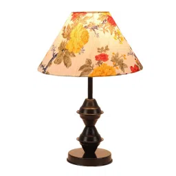 foziq Manchester Multicolour Fabric Shade Night Lamp With Metal Base image 3